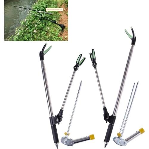 1.7/2.1M Aluminium Fishing Rod Pole Rack V Holder Bracket Support Stand Adjustable Fishing Holder