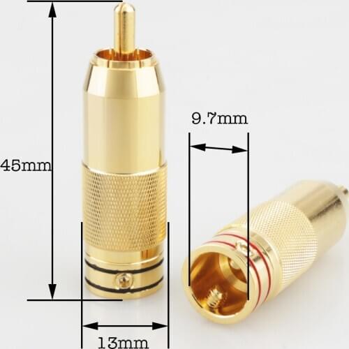 Audiocrast RCA Plug Solder Gold Audio Video Adapter Cable Connector Cable Connector Phono RCA Connetor