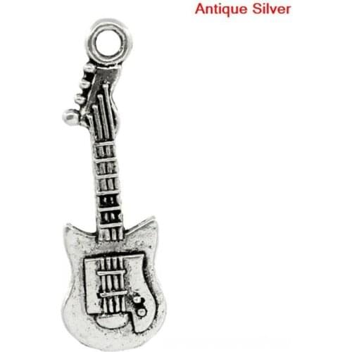 DoreenBeads Charm Pendants Guitar Silver Color 3.2x1cm,50PCs