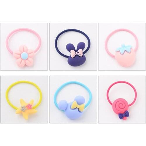 5/10pcs Fashion Small Baby Elastic Rubber band Head rope Mini Flower Candy Rabbit Tie For Girls Hair Accessories