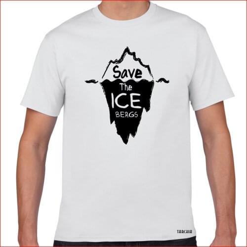TARCHIA T-Shirts Printed Male Plus Save The Ice Bergs T Shirt Men Tee Shirt Top 2022 Fashion Boy Brand Homme Summer Short Sleeve
