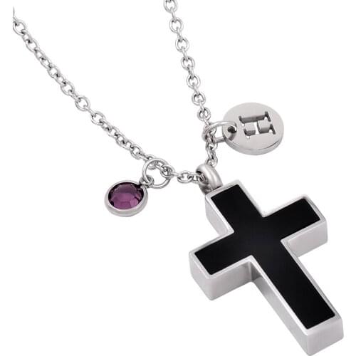 IJMD0055 Cross Necklace, Cremation Jewelry for Ashes Pendant, Memorial Urn Necklace Religious Cremation Ashes Keepsake Jewelry