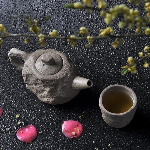 Handmade Retro Stone Teapots Authentic Ceramic Tea Pot Pottery Kettle Travel Gong Fu Home Decor Tea Set Tea Cup