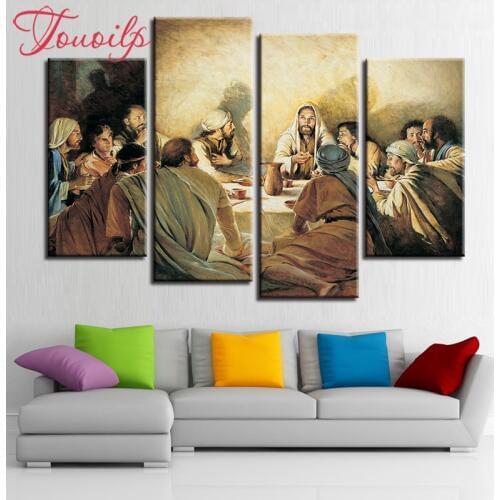 TOUOILP 4 pcs/set, religion Jesus Last Supper 5d Diamond Painting Cross Stitch,5D diy Diamond Embroidery Mosaic stickers home