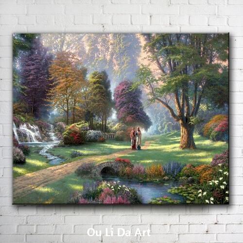 Classical Thomas forest tree road people landscape canvas printings oil painting printed on canvas wall art decoration pictures