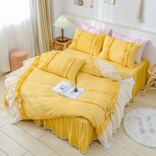 White Yellow Gray Wedding Luxury Bedding Set Bed Sheet Duvet Cover Pillowcase Bedspread Bedclothes King Queen