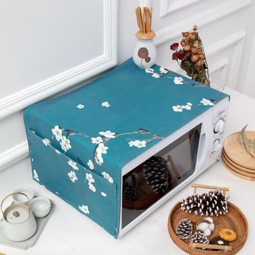 Chinese Lotus Pattern Microwave Oven Cover Kitchen Oil-proof Microwave Oven Cover Towel Dust Cover Kitchen Accessories