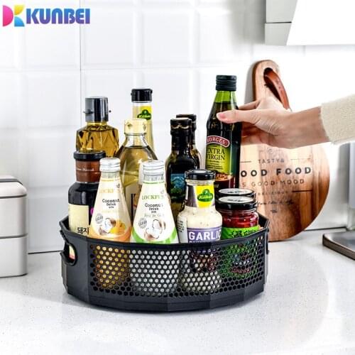 KUNBEI 360 Rotating Storage Tray Kitchen Spice Jar Food Snack Tray Home Seasoning Spice Racks Organizer Multifunctional Storage