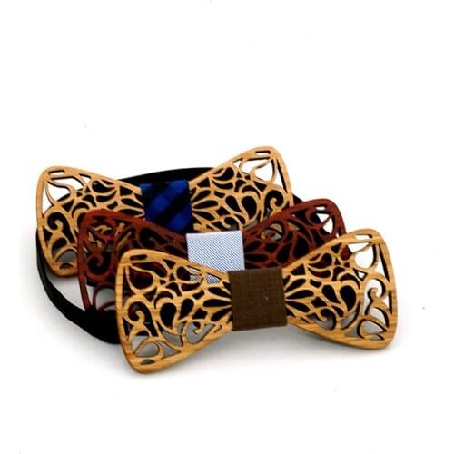 Linbaiway Children Boys Wooden Bow Ties for Kids Bowties Butterfly Cravat Wood Lovely Wedding Party Neck Ties Gravata Borboleta