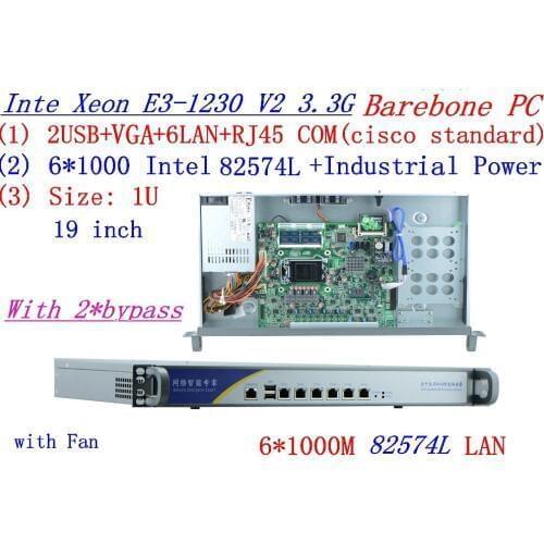 Mikrotik routers 1U server Barebone system with six intel PCI-E 1000M 82574L Gigabit LAN Inte Quad Core Xeon E3-1230 V2 3.3Ghz