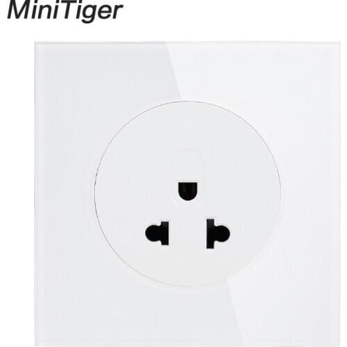 Minitiger 13A US Standard New Arrival Crystal Glass Panel Wall Power Socket Outlet Grounded With Child Protective Lock