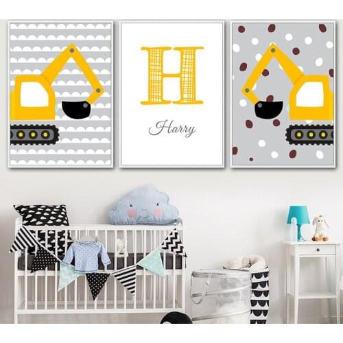 Boy Name Custom Cartoon Mining Decorative Painting Wall Art Poster For Living Room Bedroom Teen Room Home Decor