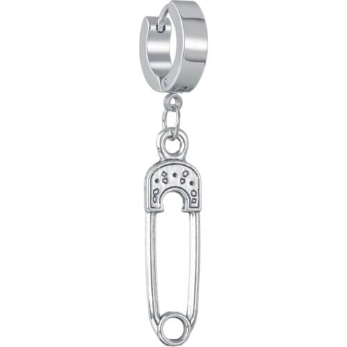 New Popular 1 piece Stainless Steel Pin Shape Ear Clip Earrings For Men/Women Punk Silvery Dangle Earrings Jewelry Gifts