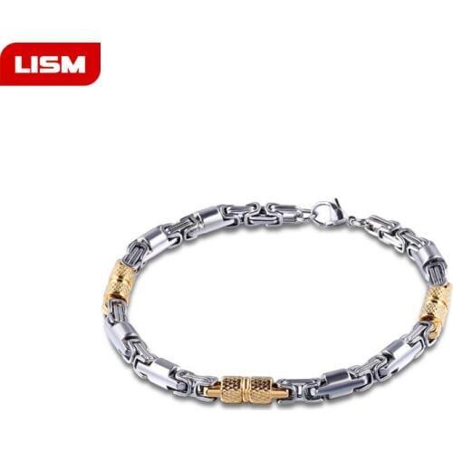 New Product, Silver Color Stainless Steel bracelets Link Byzantine Chain Bracelet For MENS Jewelry Fashion Good Quality