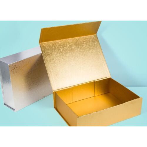 Wholesale Golden 10pcs/lot Plain Paperboard Folding Rigid Box Magnetic Closure Foldable Packaging Hair Wigs Cosmetic Gift Box