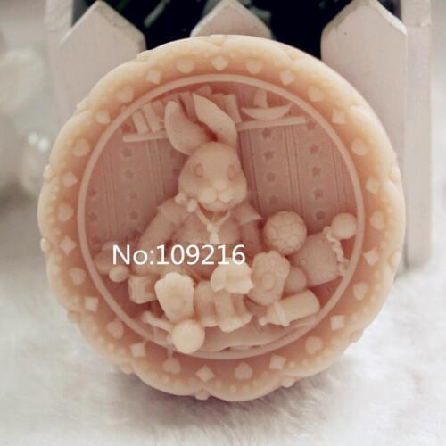 Wholesale!!!1pcs Rabbit Mom with Dog (Zx5081) Silicone Handmade Soap Mold Crafts DIY Silicone Mould
