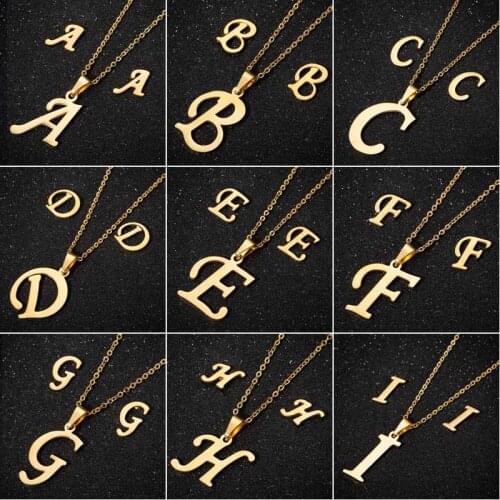 Dainty A-Z Initial Alphabet Pendant Necklace Stainless Steel Gold Choker Letter Name Necklace For Women Glamour Jewelry Gift