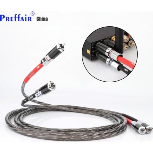 A pair of carbon fiber Odin OCC Hi-end silver plated audio signal cable connector cable speaker rca to rca cable hifi
