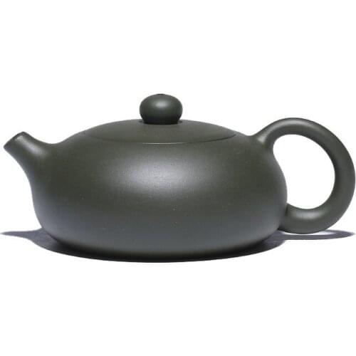 Flat Xi Shi Teapot, Original Mine, Republic of China, Green Clay, Yixing, Handmade Kung Fu Tea Set, Teapot, New Style