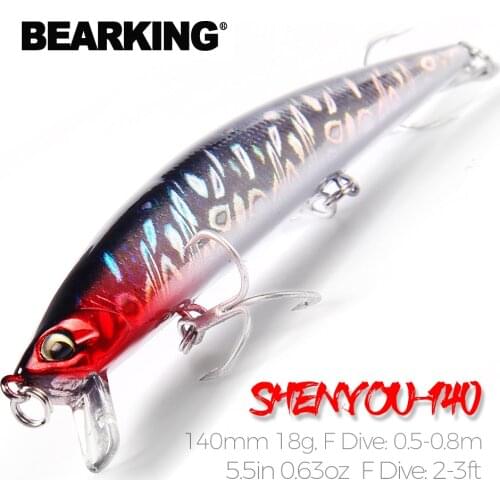 BearKing Retail A+ fishing lures Hot-selling 140mm/18g, slim size minnow crank popper penceil bait good quality
