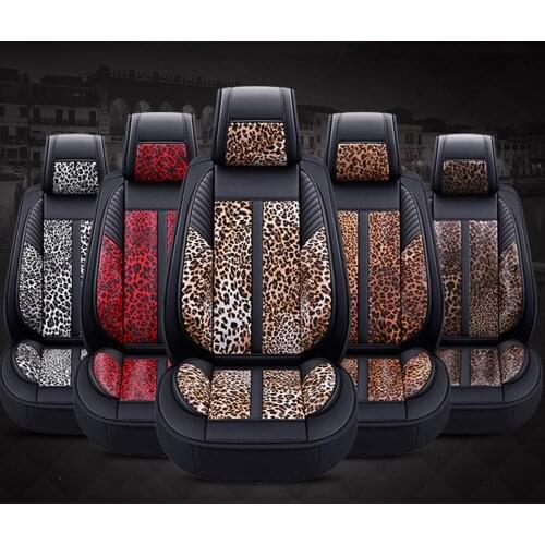 Luxury Leopard Print Leather Car Seat Cover Universal Fit 95% Most Car Models Car Seat Protector Automotive Interior Accessories