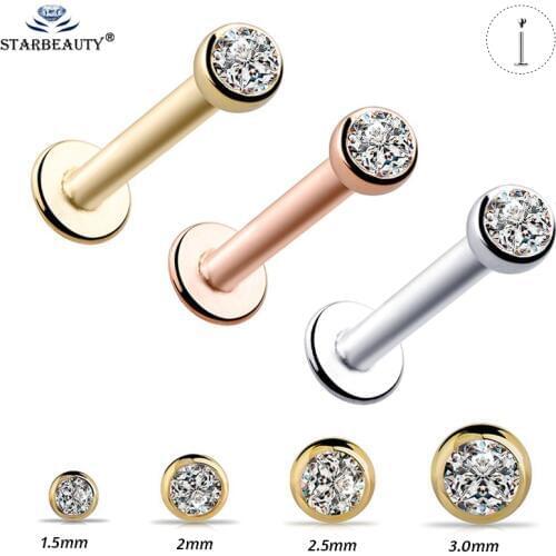1Pc 1.5-3mmx6/8mm Tragus Bars Earrings Ring Stud Piercing Surgical Steel Labret piercing Cartilage Tragus Pircing Body Jewelry