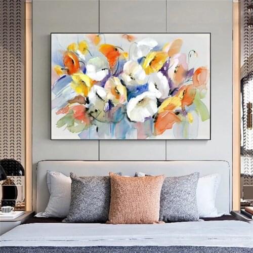 Modern watercolor hand-painted poppies wall painting diamond painting flowers, diamond mosaic art, suitable for living room home