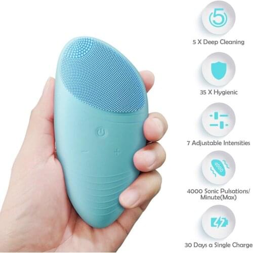 Sonic Massage Electric Silicone Face Cleansing Brush USB Rechargeable Ultrasonic Face Cleaner Foreoing Facial Cleansing Brush