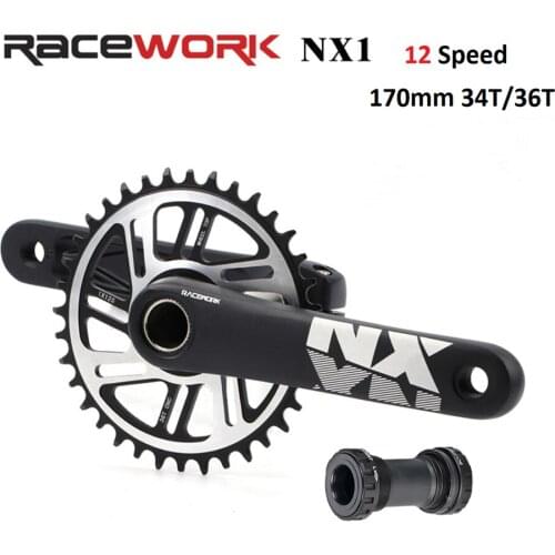 Racework Bicycle Crankset 170mm Mountain Bike Crankset 12 Speed 34t/36T Wide and Narrow Tooth Mountain Bike Crankset