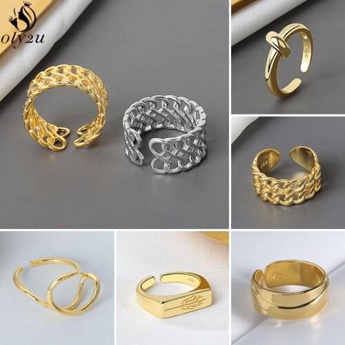 Vintage Korean Geometric Glossy Joint Rings for Women Birthday Jewelry Simple Index Finger Open Ring Hip-hop Punk Gift