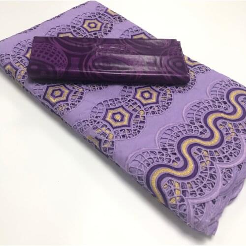 High quality real cotton lace 2.5+2.5yards/lot African style Swiss Dry lace with gold bazin riche fabric 2020 New arriva