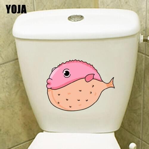 YOJA 24.3*18.2CM Cute Cartoon Fish Kids BedRoom Home Decor Toilet Decal Wall Sticker T3-0932