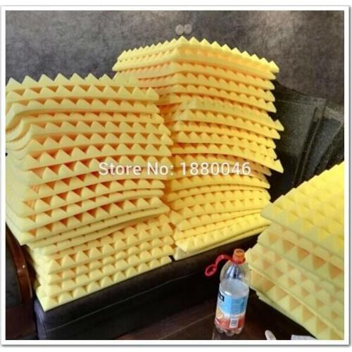 Yellow Color pyramid studio acoustic foam sound acoustic foam acoustic panel akoestische panelen 20pcs 50*50*5cm In stock