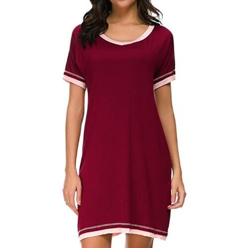 Women Sleepwear Cotton Breathable Soft Comfortable Round Neck Short Sleeve Nightdress Lingerie Home Clothing