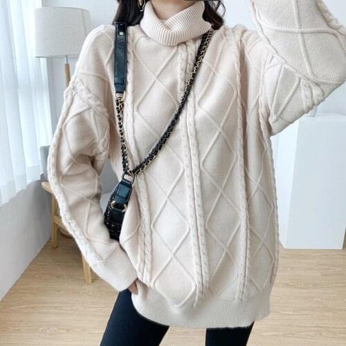 Women Turtleneck Oversized Knitted Dress Autumn Solid Long Sleeve Casual Elegant Mini Sweater Dress Plus Size Winter Clothes