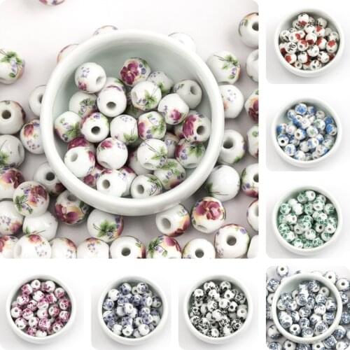 10#12# 40pcs Unique Flower Ceramic Beads Not Natural Stone for Bracelet Making Porcelain Bead for Jewelry Making #A206B