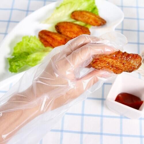 100pcs Disposal Gloves Food Grade Plastic Gloves Food Service Restaurant BBQ Clear Gloves household cleaning gloves