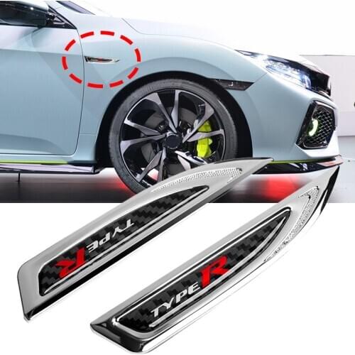 2pcs TYPE R Blade Badge Decor Sticker For Honda Civic Side Wing Fender Lappet Labeling Blade Logo Trim Cover Auto Accessories