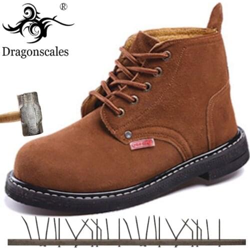 2020 Safety Shoes For Men Ankle Strap Welding Shoes Anti-smashing Anti-wear Mens leather Work Boots Safety Indestructible Shoes