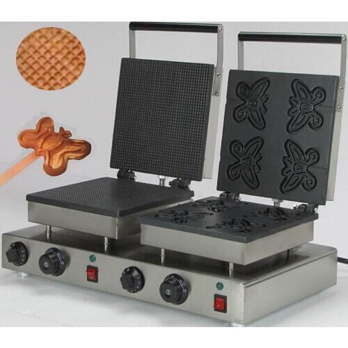220V two heads commercial waffle cone maker _butterfly shaped waffle machine