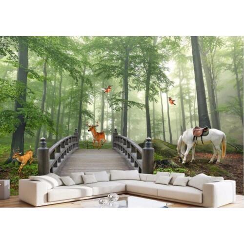Custom photo 3d room wallpaper Non-woven mural Forest horse fawn decoration painting 3d wall murals wallpaper for walls 3 d