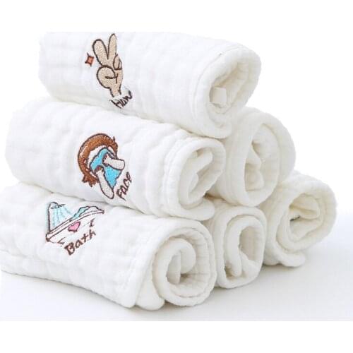 6pcs/lot Muslin 6 Layers Cotton Soft Baby Towels Baby Face Towel Handkerchief Bathing Feeding Face Washcloth Wipe
