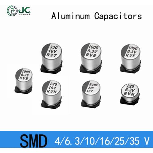 SMD Aluminum Electrolytic Capacitors High Frequency Capacitance 4.7~680UF 4V-100V 20Pcs 100UF 220UF 330UF 470UF 680UF