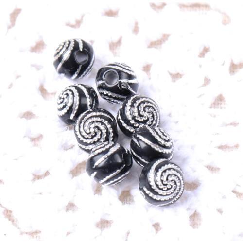 Black Silver Stripe Round Spiral Spacer Beads For Bracelet Necklace Jewelry making DIY 8mm 100pcs/lot 2018 New