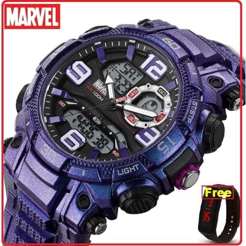 Disney marvel lron man Military 100m Waterproof Wristwatch dual display Clock Male relogios masculino Sport Watch Men Shock 9103