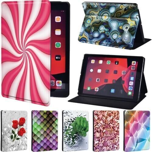 For Apple IPad 7th 8th 10.2" 5th 6th gen 9.7"/ Mini 1/2/3/4/5/ IPad 2/3/4 PU Leather Stand Print Pattern Tablet Cover Case + Pen