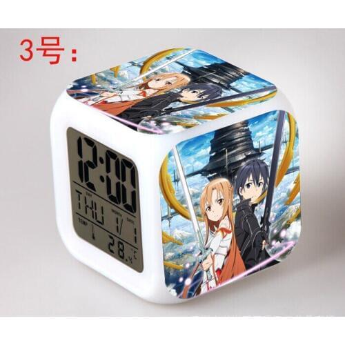 Japanese Anime Sword Art Online LED 7 Color Flash Digital Alarm Clocks Kids Night Light Bedroom Clock reloj despertador