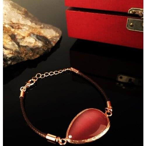 Dr Stone Natural Stone Women 'S Cat 'S Eye Stone Rose Gold Plated Bracelet 372887770