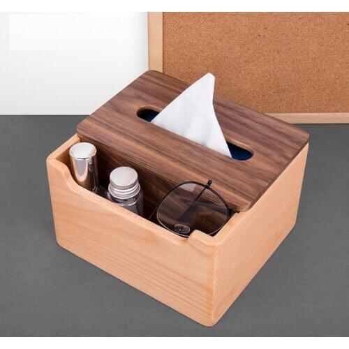 Wooden Facial Tissue Box Car Hotel Rectangle Shaped Tissue Container Towel Napkin Organizer Multifunctional Storage Box Walnut