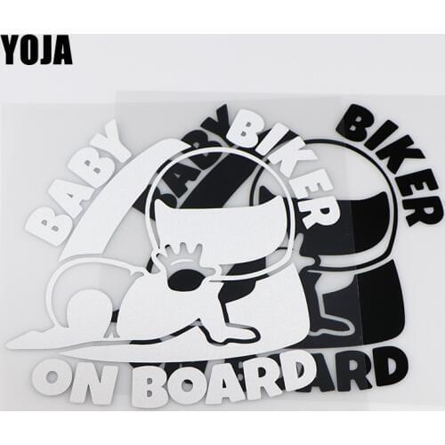 YOJA 15.3X14.5CM BABY BIKER ON BOARD Rear Windshield Car Stickers Creative Warning Decal ZT4-0016